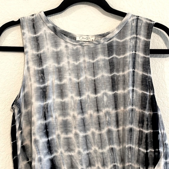 Olivia Rea Women’s Cropped Tank Top Large Grey & White Tie Dye Bohemian Festival - Picture 4 of 12